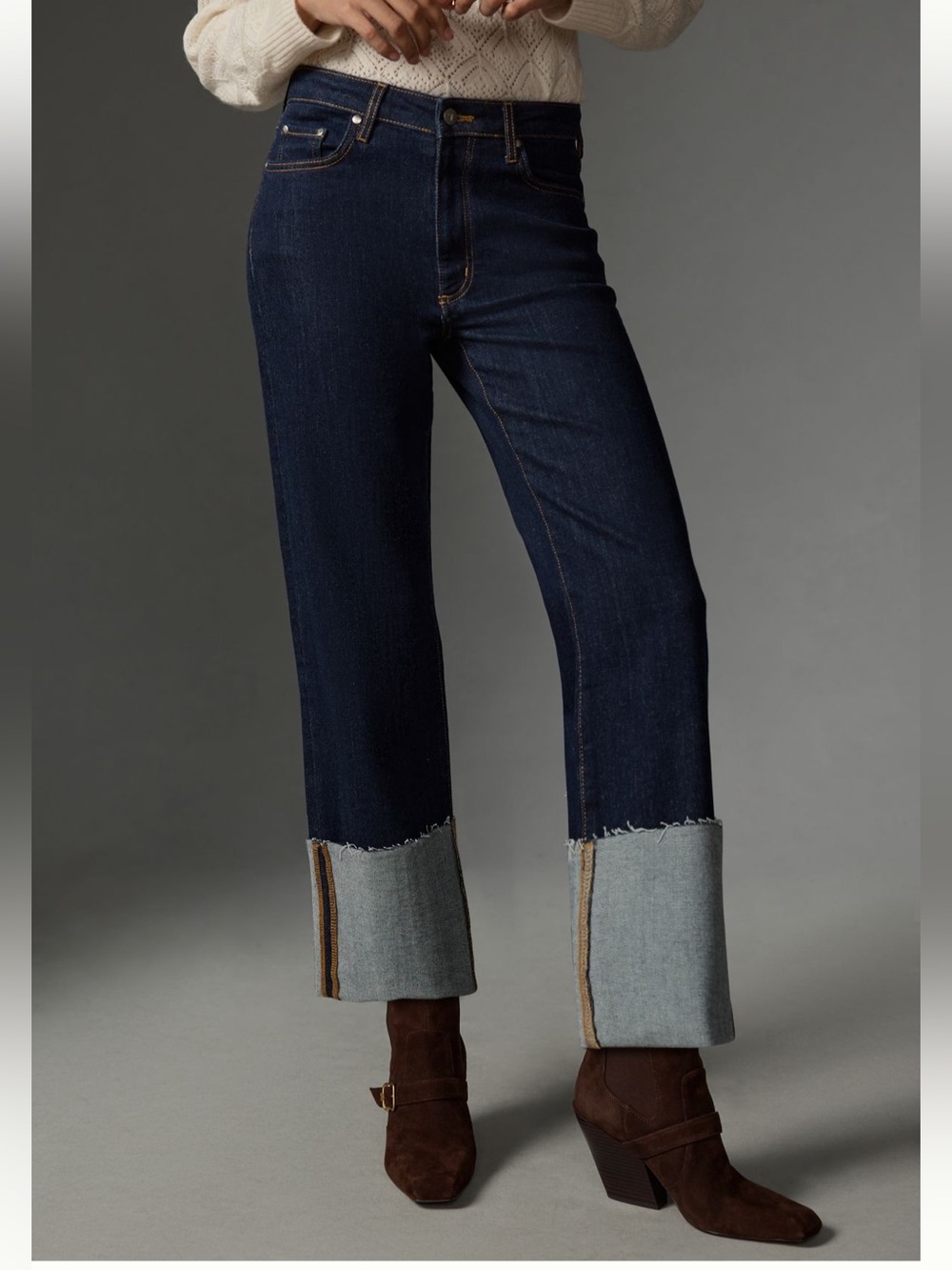 Scotty cuffed high rise straight leg jeans by Pilcro